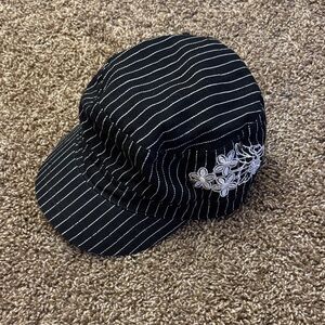 Hot Kiss Black Hat with White Accents